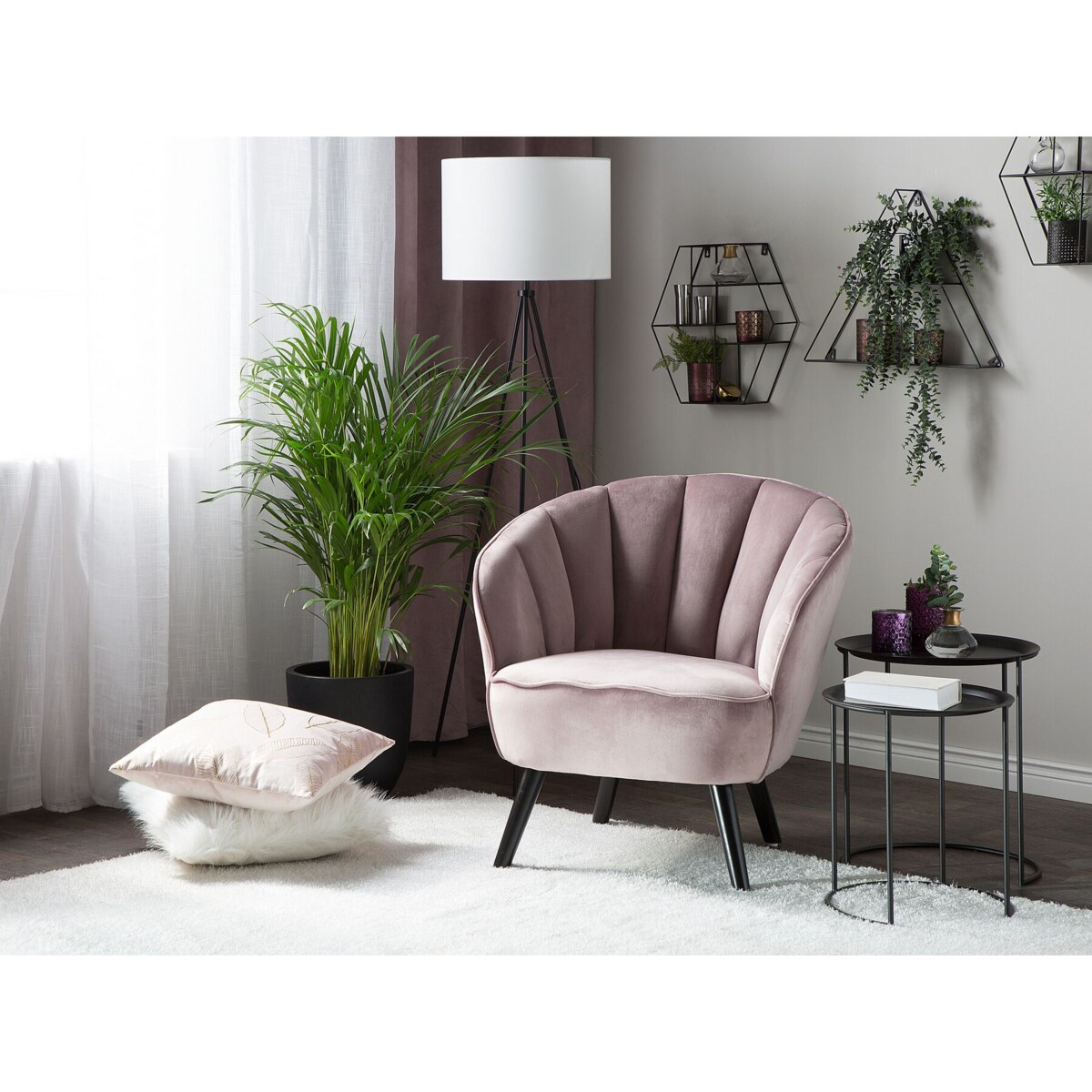 Fotel welurowy różowy DALA