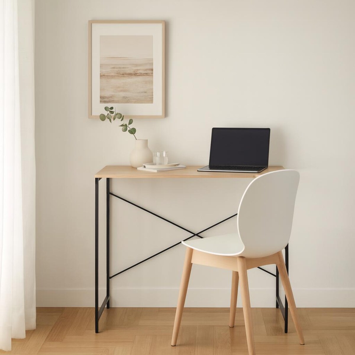 Biurko metalowe z blatem MDF ARBEID, 100 x 60 cm