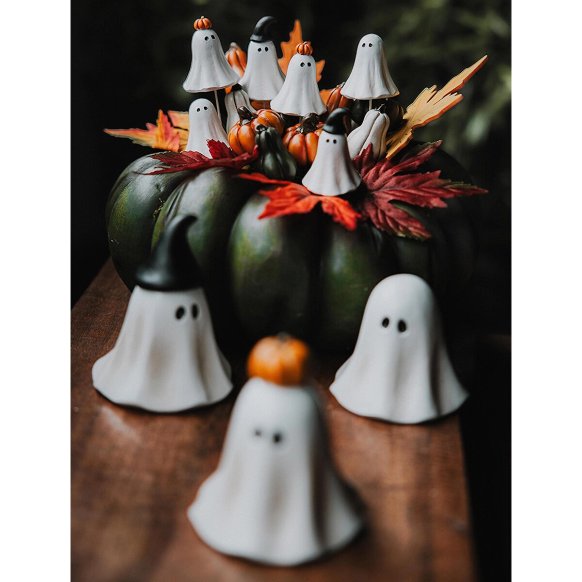 FIGURKA DUSZEK DUCH DUSZKI BIAŁE 3 szt NA HALLOWEEN JESIEŃ OZDOBA DEKORACJA