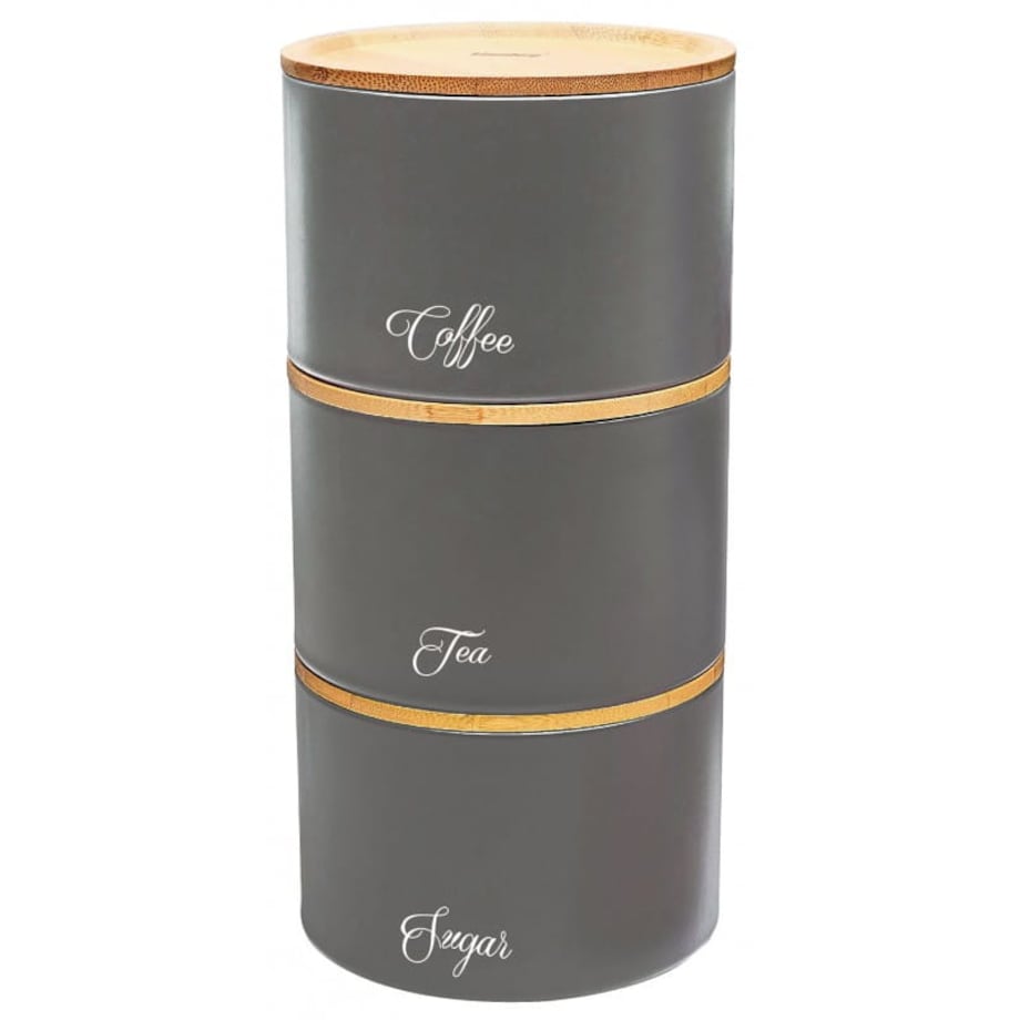 Zestaw pojemników kuchennych kawa herbata cukier szary KLAUSBERG