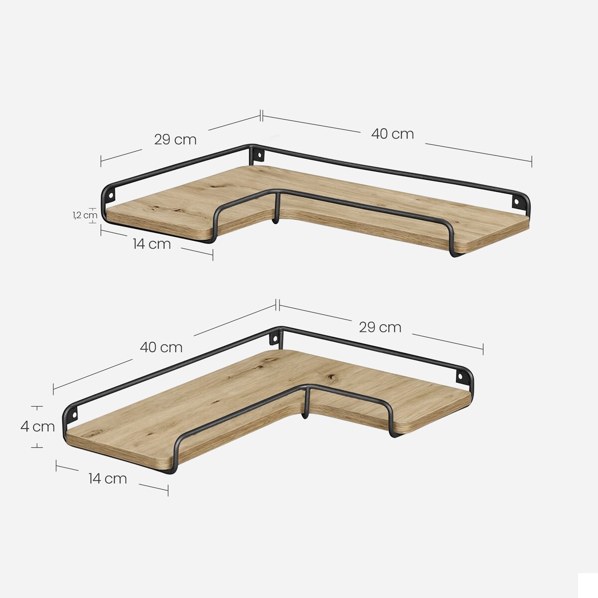 Półki 2 Szt nowoczesny styl, dąb artisan, czarny