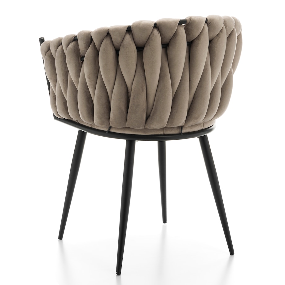 Krzesło tapicerowane plecione glamour salon welurowe LATINA ciemnobeżowa