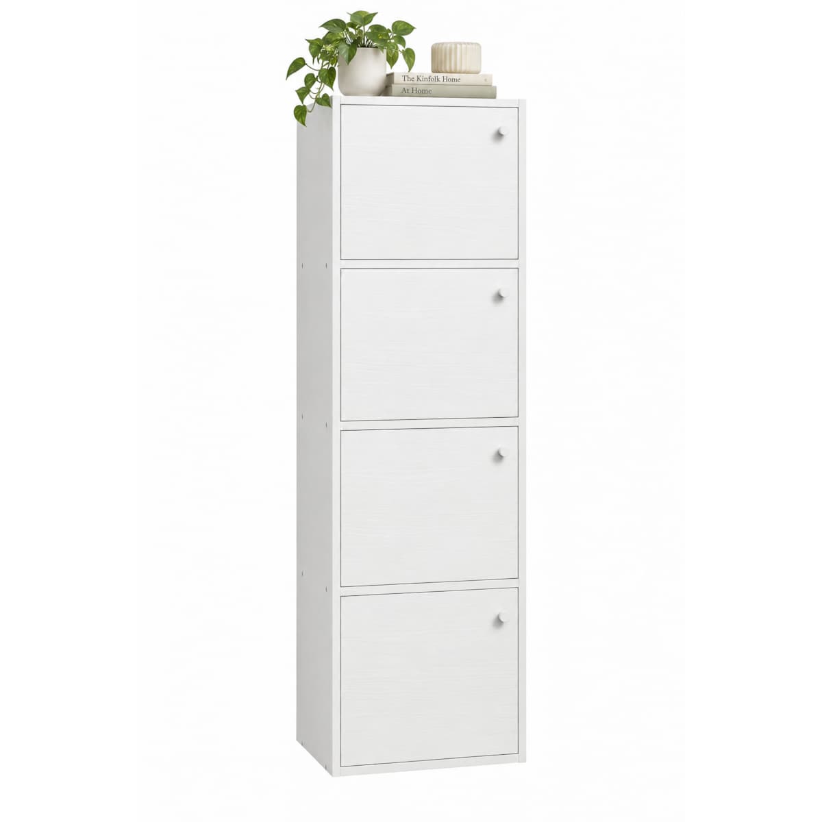 Biały regał komoda 102 cm 4 półki drewniany styl skandynawski