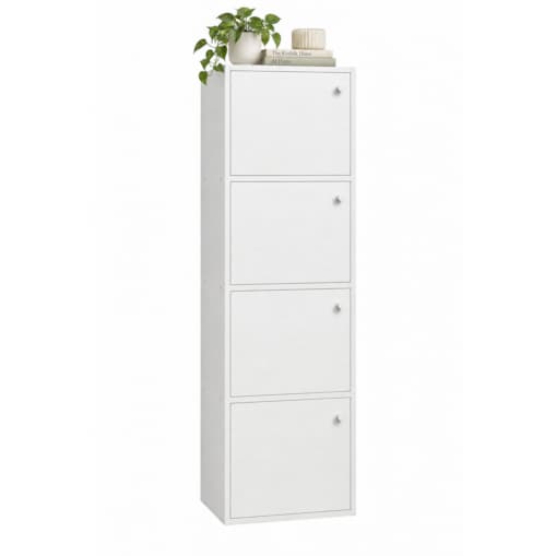 Biały regał komoda 102 cm 4 półki drewniany styl skandynawski