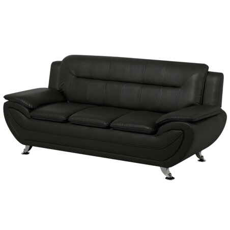 Komplet wypoczynkowy ekoskóra 6-osobowy czarny LEIRA