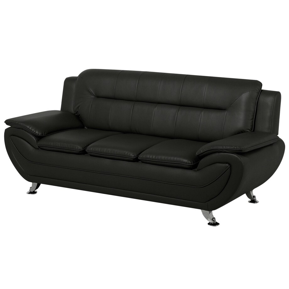 Komplet wypoczynkowy ekoskóra 6-osobowy czarny LEIRA