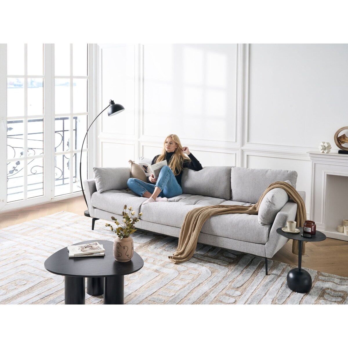 Sofa 4-osobowa szara NENOLA