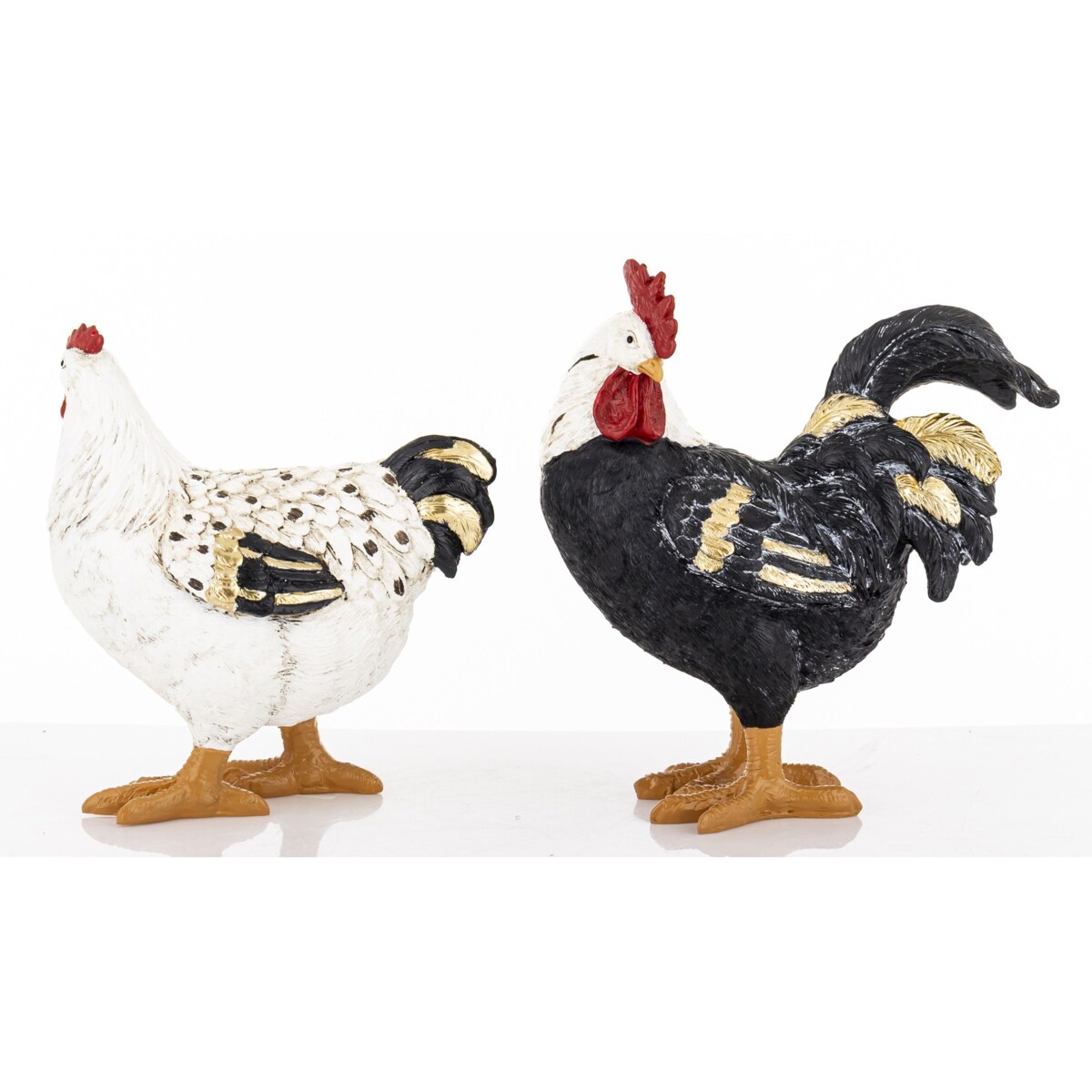 Dekoracja - kolorowa KURA I KOGUT 21x19x9 i 18x14,5x8,5 cm PLOMFEE