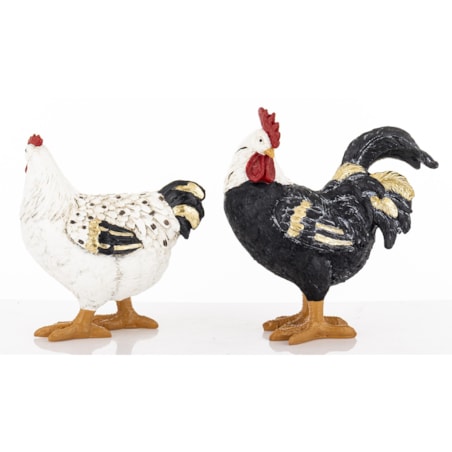 Dekoracja - kolorowa KURA I KOGUT 21x19x9 i 18x14,5x8,5 cm PLOMFEE