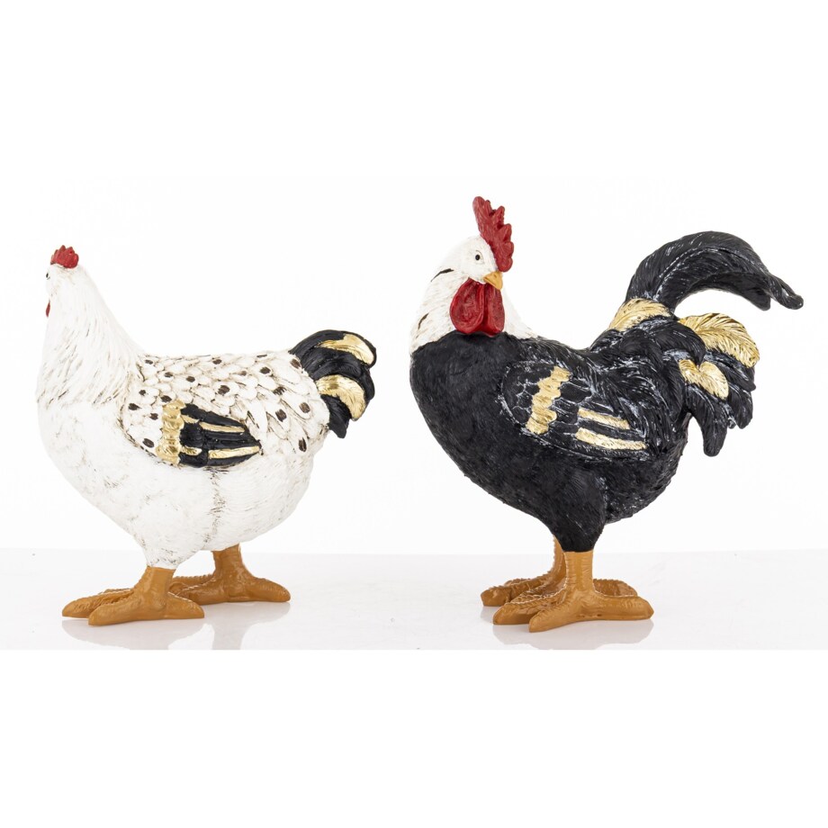 Dekoracja - kolorowa KURA I KOGUT 21x19x9 i 18x14,5x8,5 cm PLOMFEE
