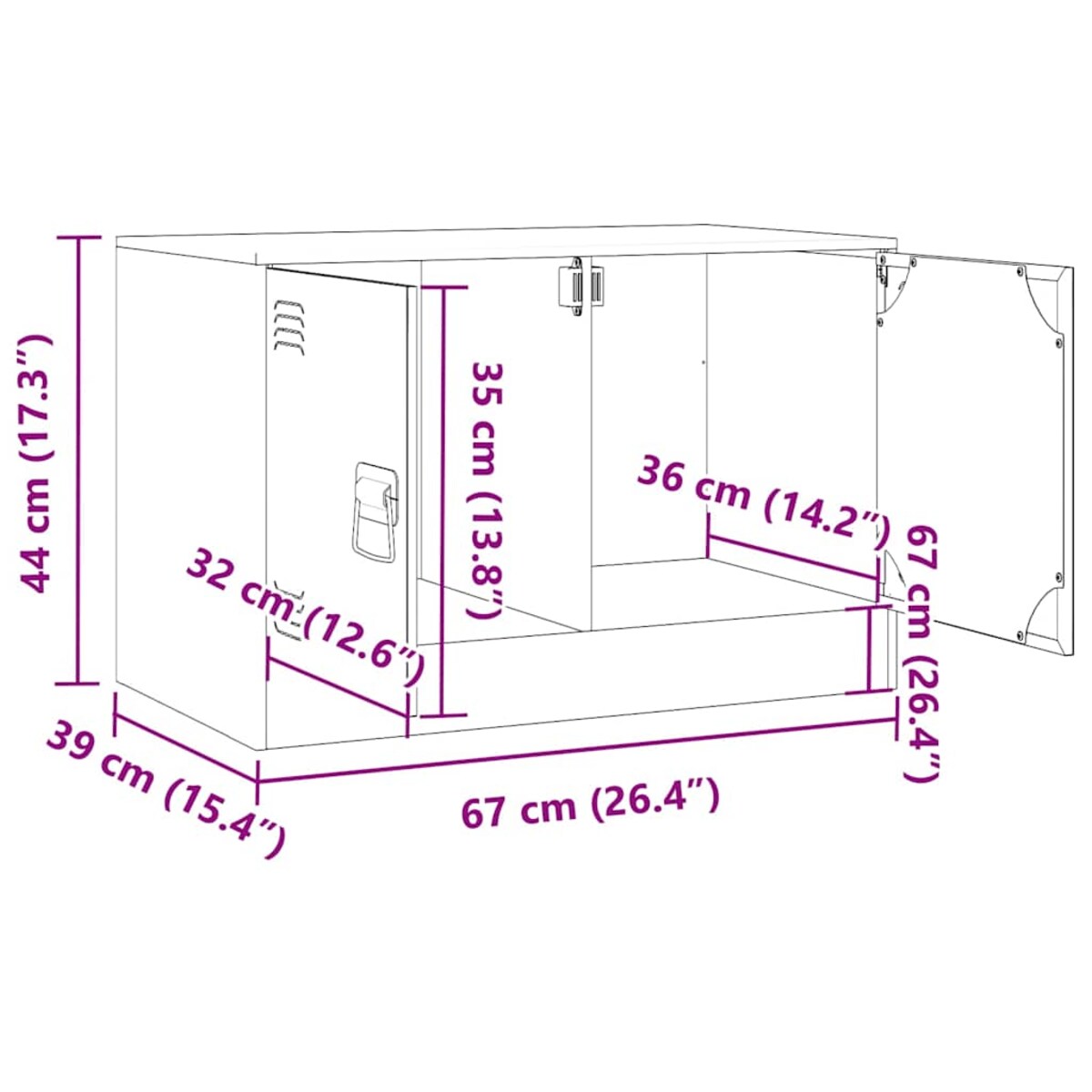 vidaXL Szafka pod telewizor, oliwkowa, 67x39x44 cm, stalowa