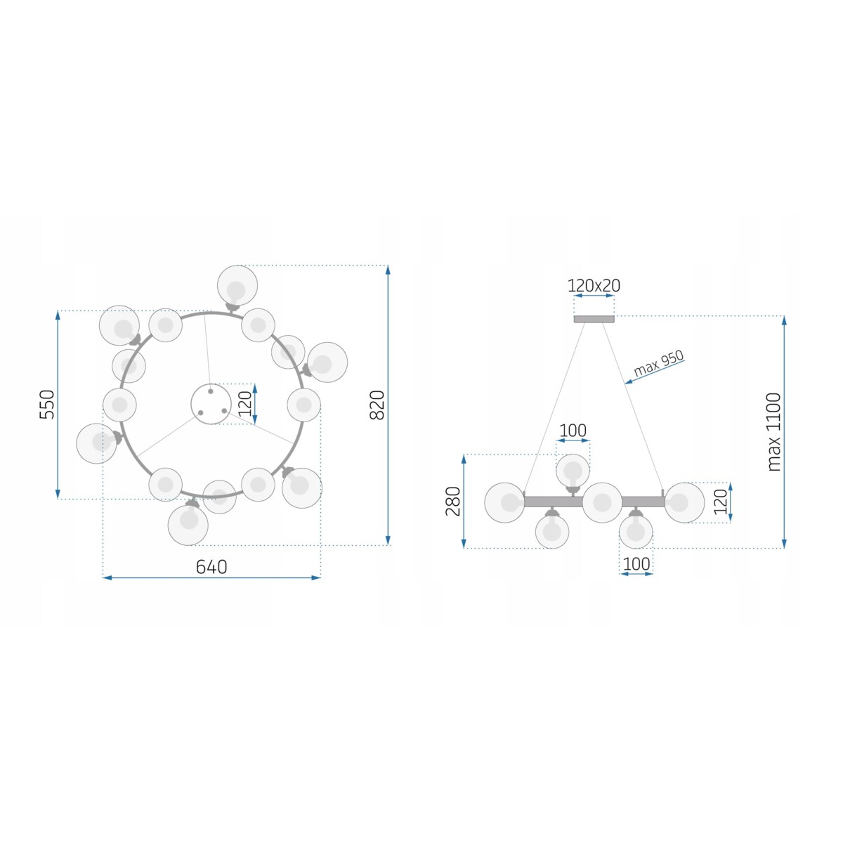 Lampa Sufitowa Wisząca Modern Loft Szklane Kule