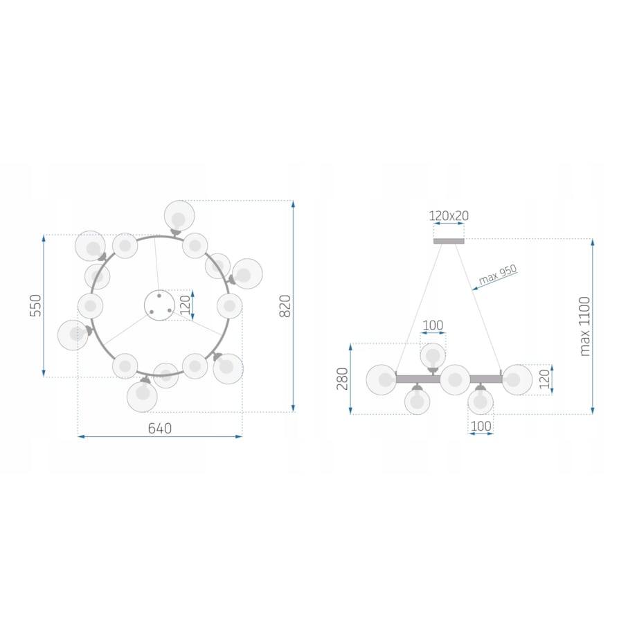 Lampa Sufitowa Wisząca Modern Loft Szklane Kule
