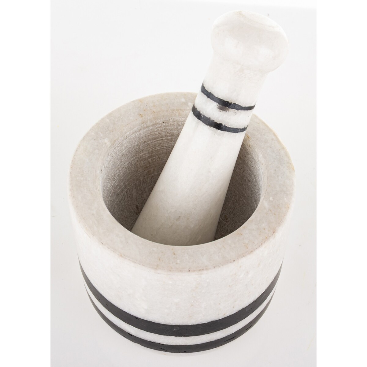 Moździerz kuchenny marmurowy w 2 czarne paski Ø 10 cm