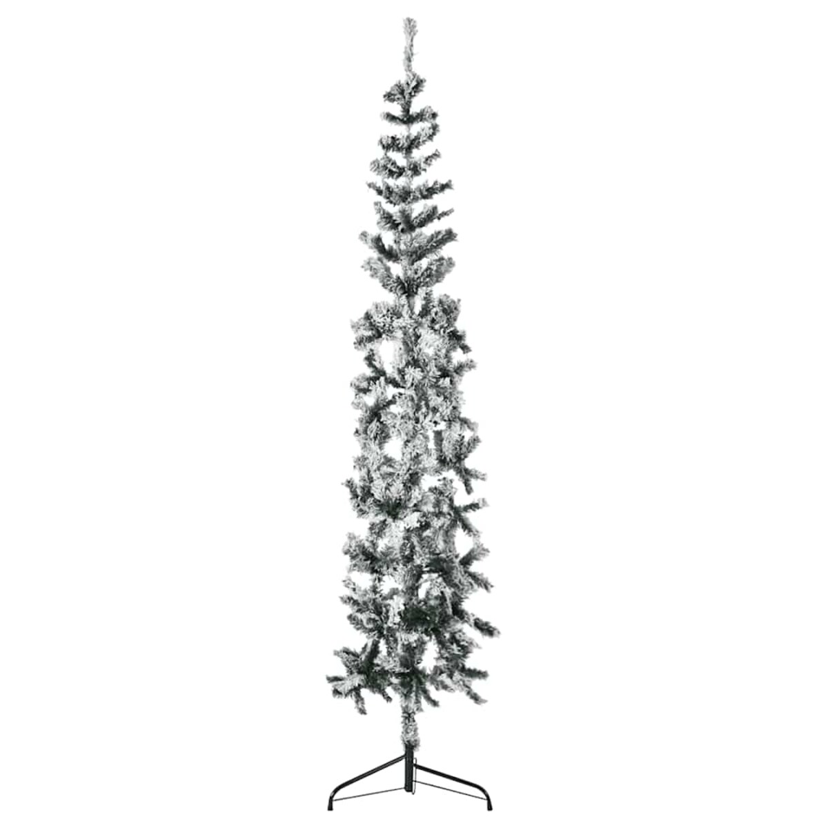 vidaXL Smukła choinka połówka, sztuczna, ośnieżona, 240 cm