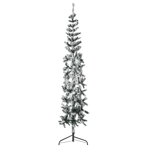 vidaXL Smukła choinka połówka, sztuczna, ośnieżona, 240 cm