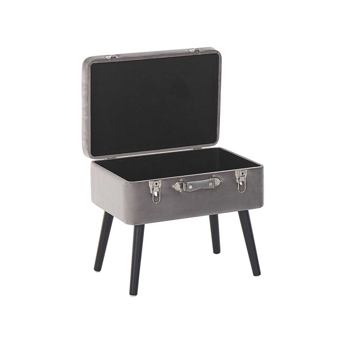Stołek ze schowkiem welurowy szary MALLARD