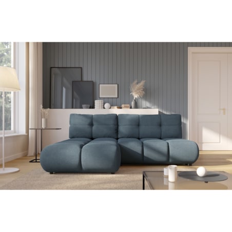 Pikowany Narożnik MILA rozkładany bez boczków lewy ciemnoniebieski