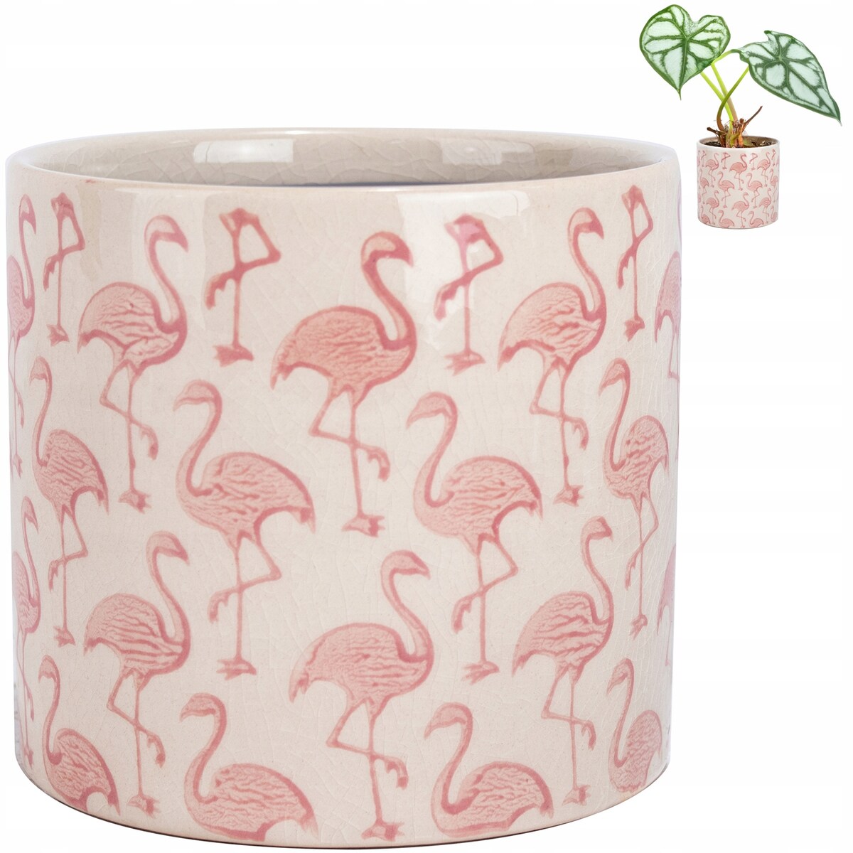DONICZKA FLAMINGI CERAMICZNA BIAŁA 14CM FLAMING DO SALONU DOMU NA KWIATY