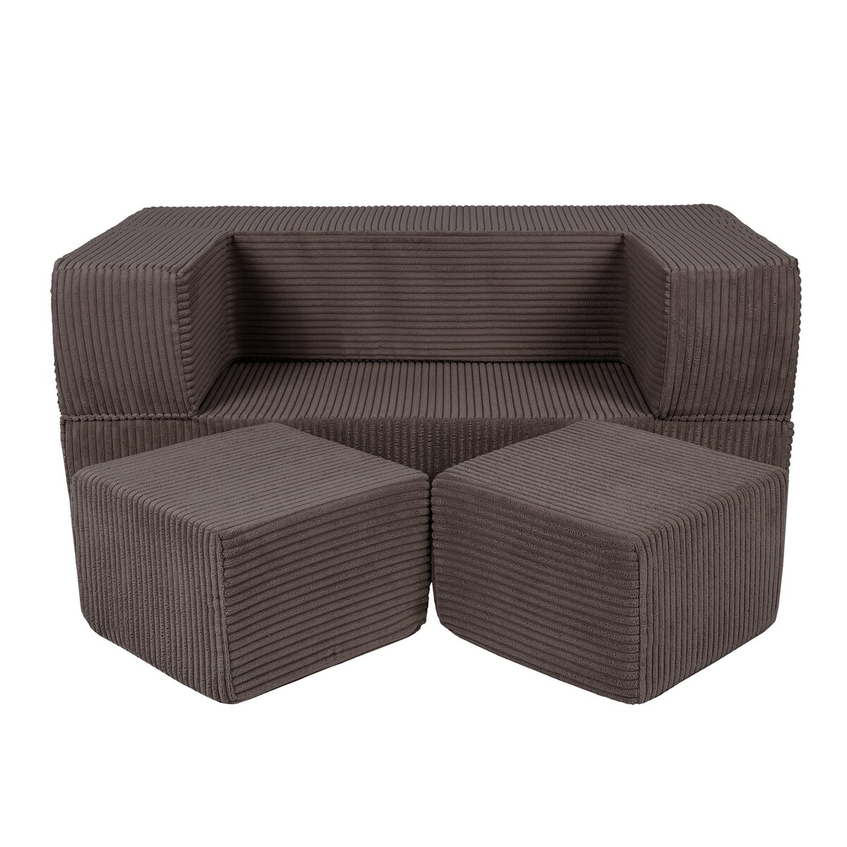 Piankowa Sofa Kostka dla Dzieci - Sofa do Pokoju Dziecięcego, Aesthetic, Brązowa