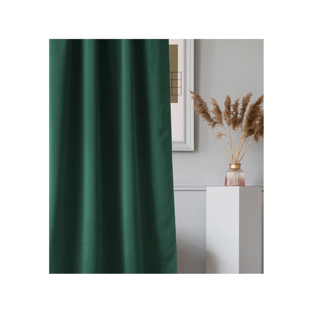 Zasłona Gotowa do Salonu Aura Zielona 140 x 280 na Taśmie Żabki Tunel miękka