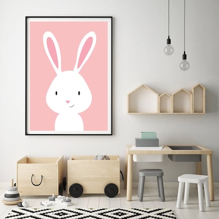 Plakat dla dzieci Królik różowy 40x50