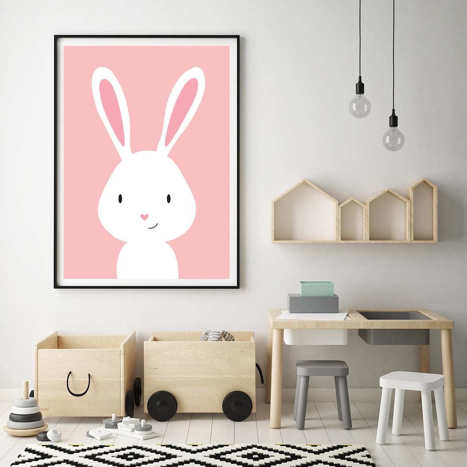 Plakat dla dzieci Królik różowy 40x50