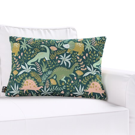 Poszewka Milly prostokątna 60x40 dinozaury na zielonym tle