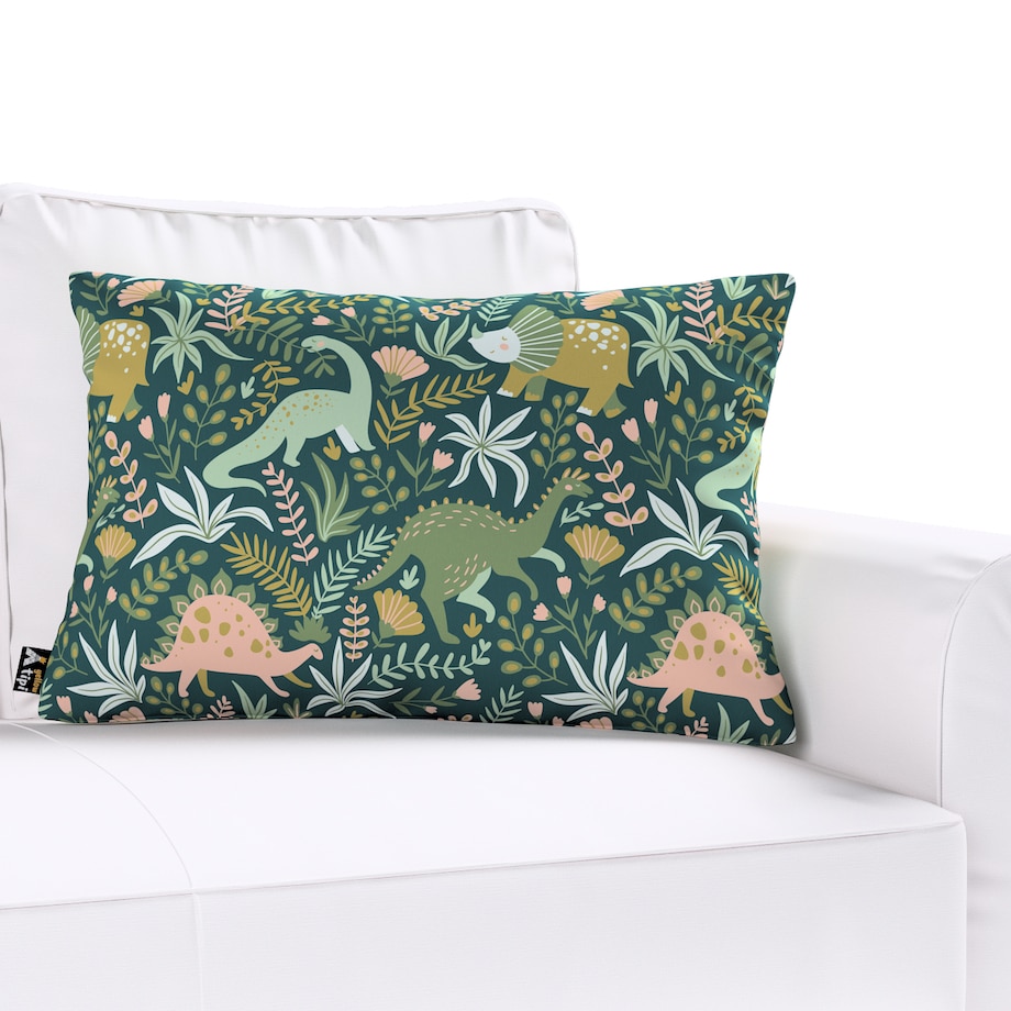 Poszewka Milly prostokątna 60x40 dinozaury na zielonym tle