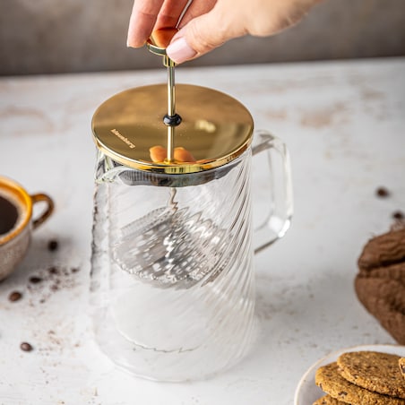 Zaparzacz do kawy herbaty szklany 350ml French Press złoty KLAUSBERG