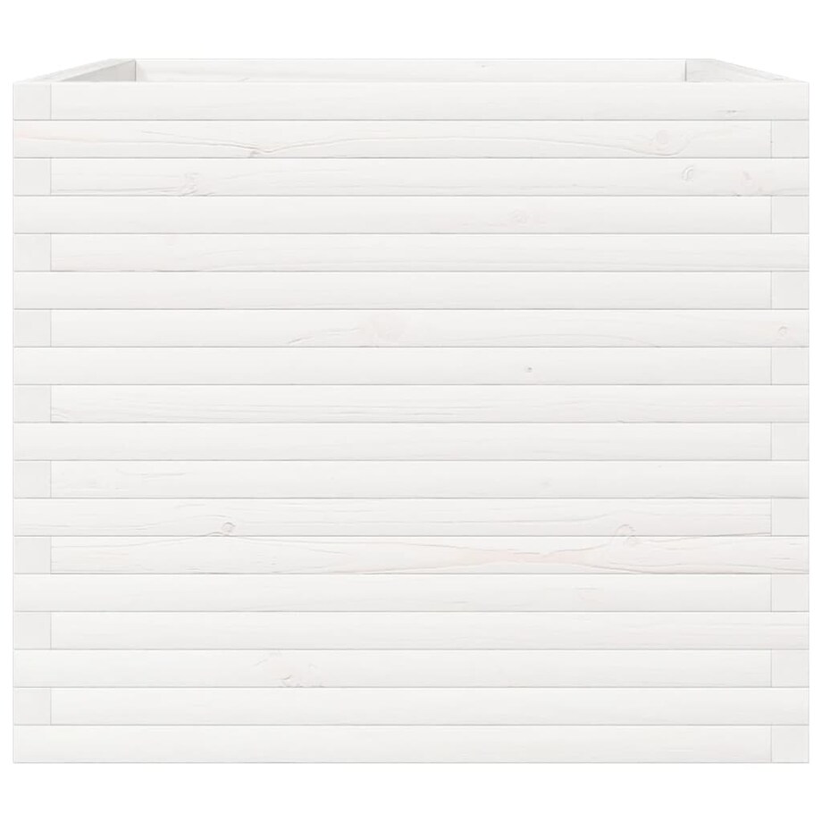 vidaXL Donica ogrodowa, biała, 80x80x68,5 cm, lite drewno sosnowe