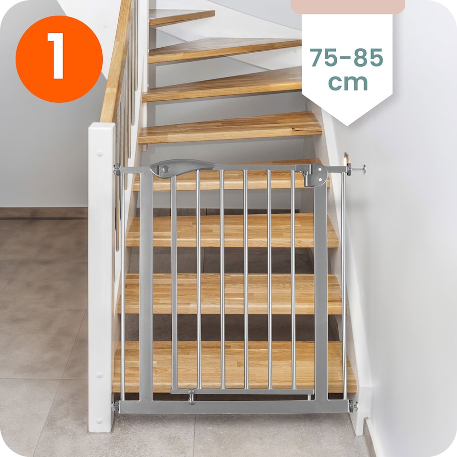 Barierka zabezpieczająca Nukido na schody drzwi rozporowa 75-115cm szara 718301