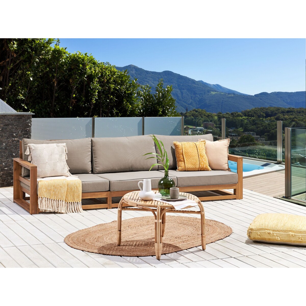 Sofa ogrodowa z-certyfikowanego-drewna-akacjowego 3-osobowa jasna TIMOR II