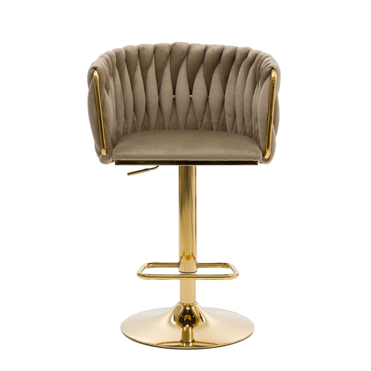 Hoker do kuchni krzesło regulowane do jadalni plecione oparcie ROSA GOLD