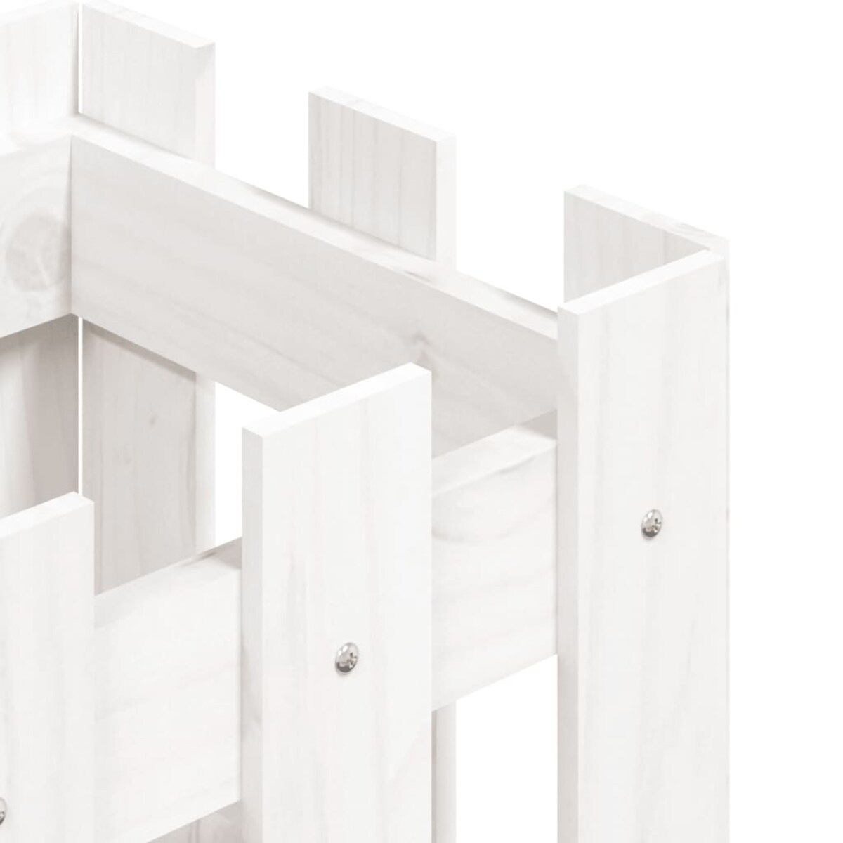 vidaXL Donica ogrodowa z płotkiem, biała, 30x30x30 cm, drewno sosnowe