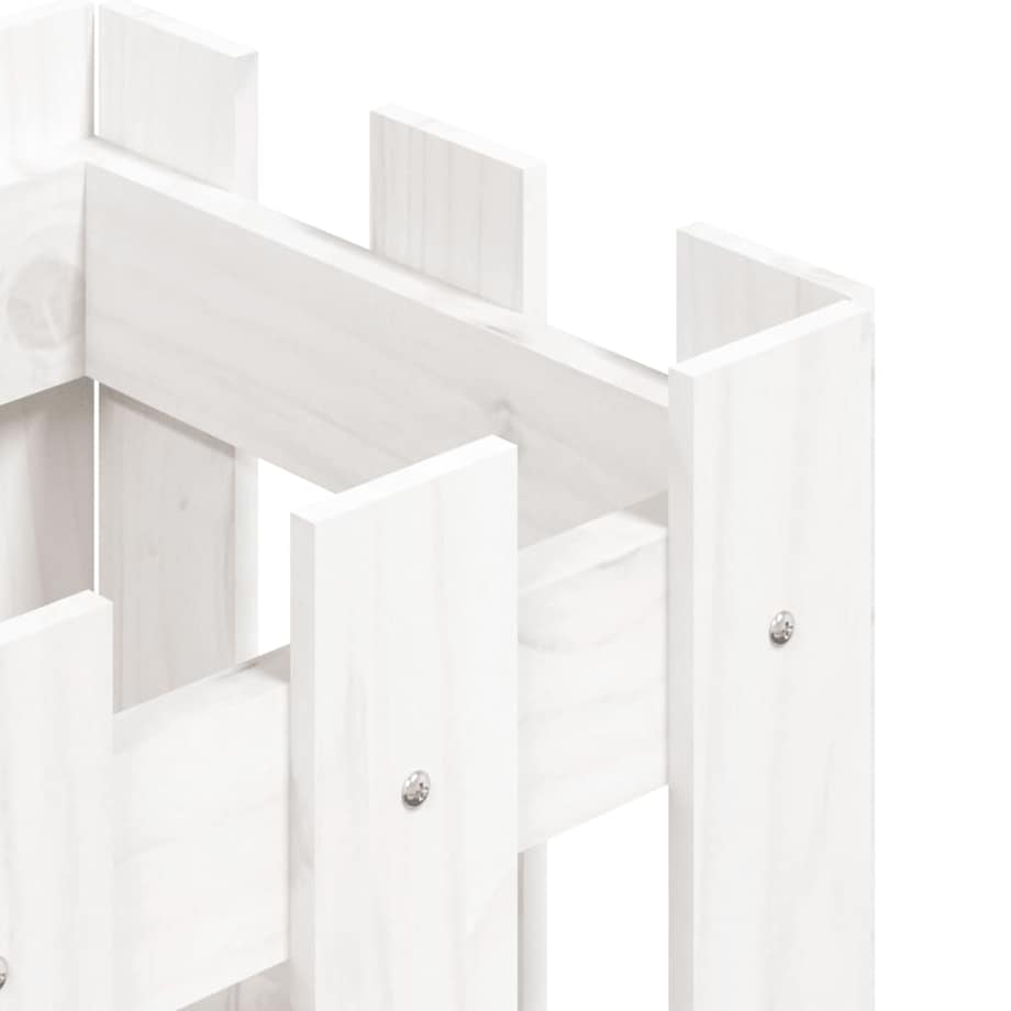 vidaXL Donica ogrodowa z płotkiem, biała, 30x30x30 cm, drewno sosnowe