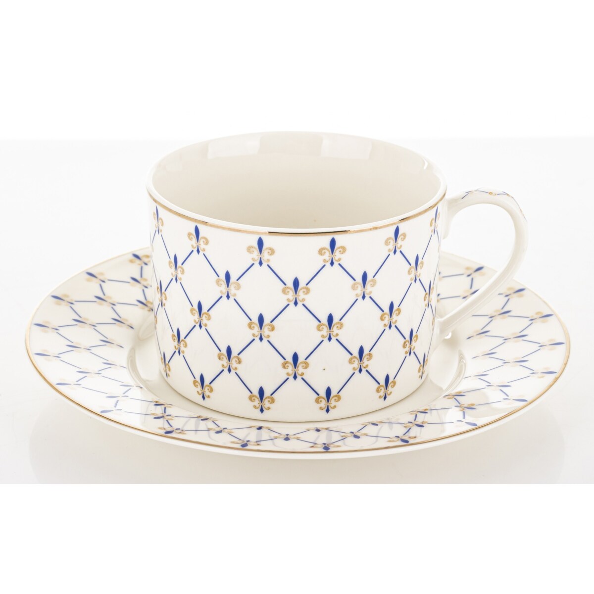 Filiżanka porcelanowa w pudełku 6x11x8,5 cm MAGLIA 220 ml biała z niebieskim wzorem