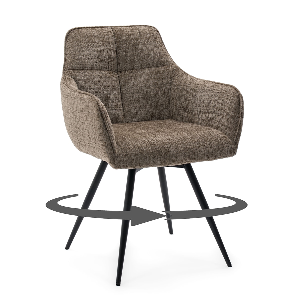 Krzesło tapicerowane obrotowe szenilowe do salonu QUATTRO brązowe