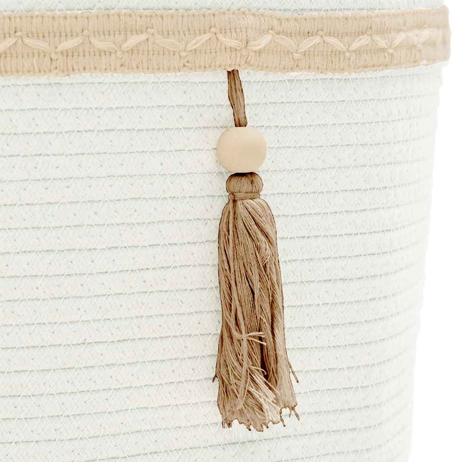 vidaXL Kosz do przechowywania, biały, Ø38x36 cm, bawełna