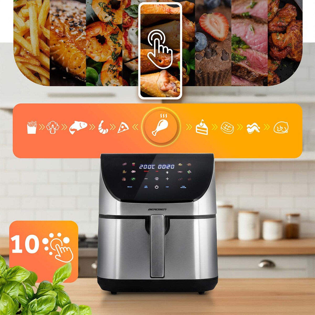 Frytkownica beztłuszczowa air fryer frytownica 8l Berdsen BD-659 1700W