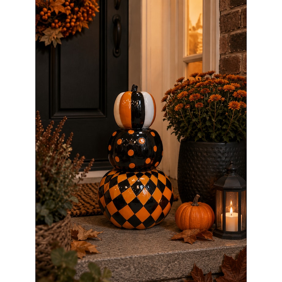 Dekoracja Halloween - bałwanek z 3 dyń 35,5x20x20 cm TURRIS-5
