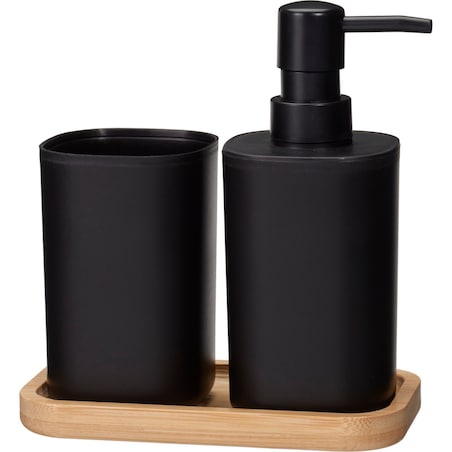 Komplet łazienkowy 250 ml z podstawką 16,3x7,2x7,2 cm FLIK czarny