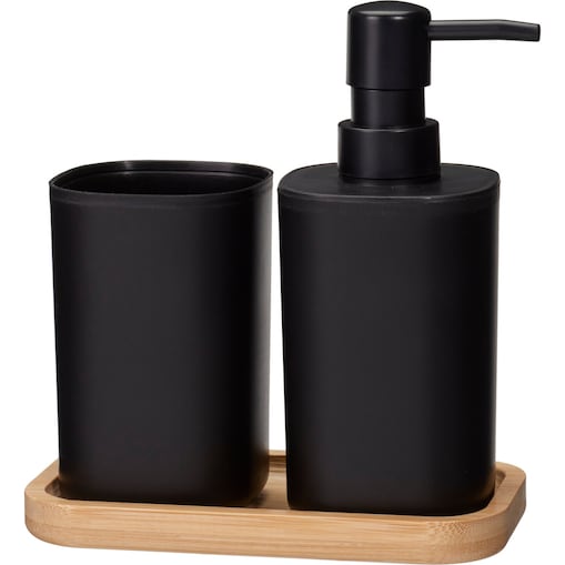 Komplet łazienkowy 250 ml z podstawką 16,3x7,2x7,2 cm FLIK czarny