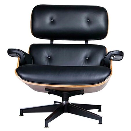 Komfortowy fotel Lounge obrotowy do gabinetu czarny orzech, King Home