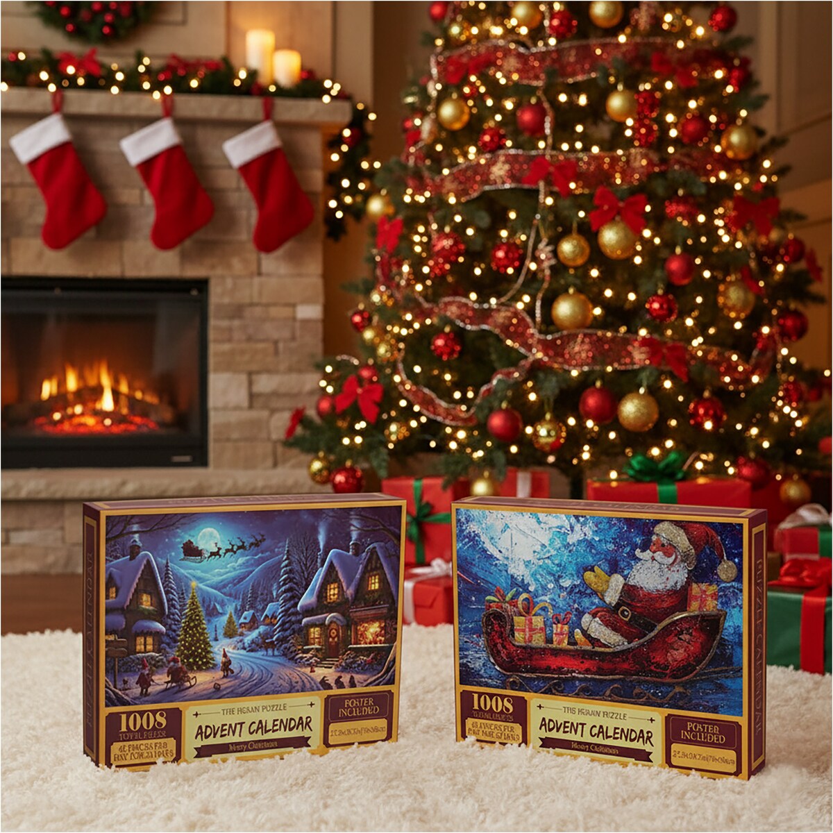 Kalendarz Adwentowy Puzzle 1008 El. Świąteczne Prezent Miasteczko