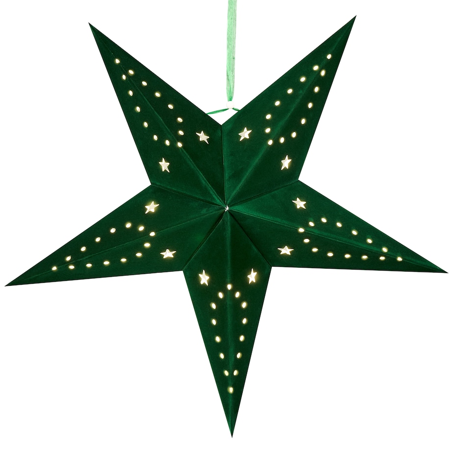 Zestaw 2 dekoracji wiszących LED MOTTI 45 cm Gwiazda Szmaragdowy