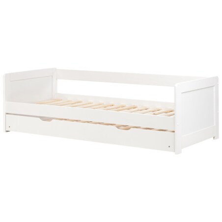 Łóżko wysuwane drewniane 90 x 200 cm białe GRAVELINES