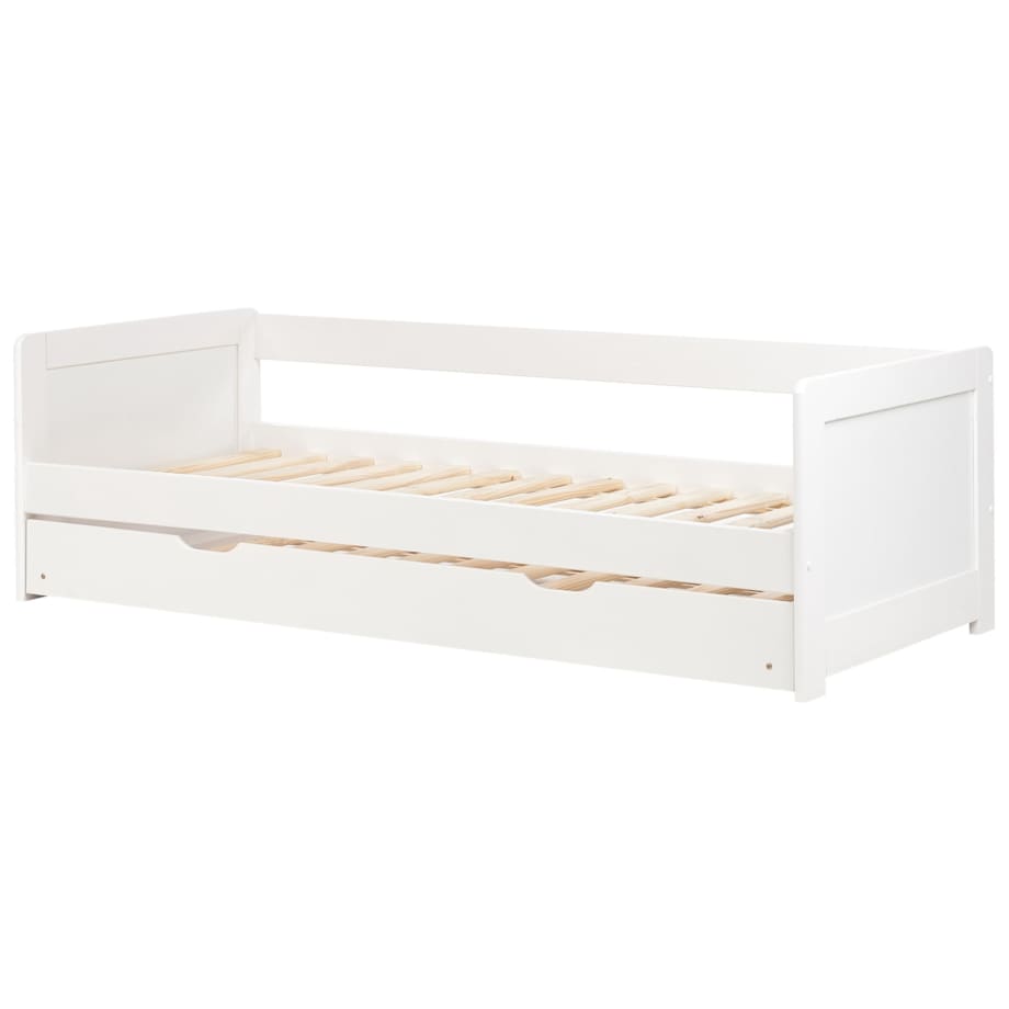 Łóżko wysuwane drewniane 90 x 200 cm białe GRAVELINES