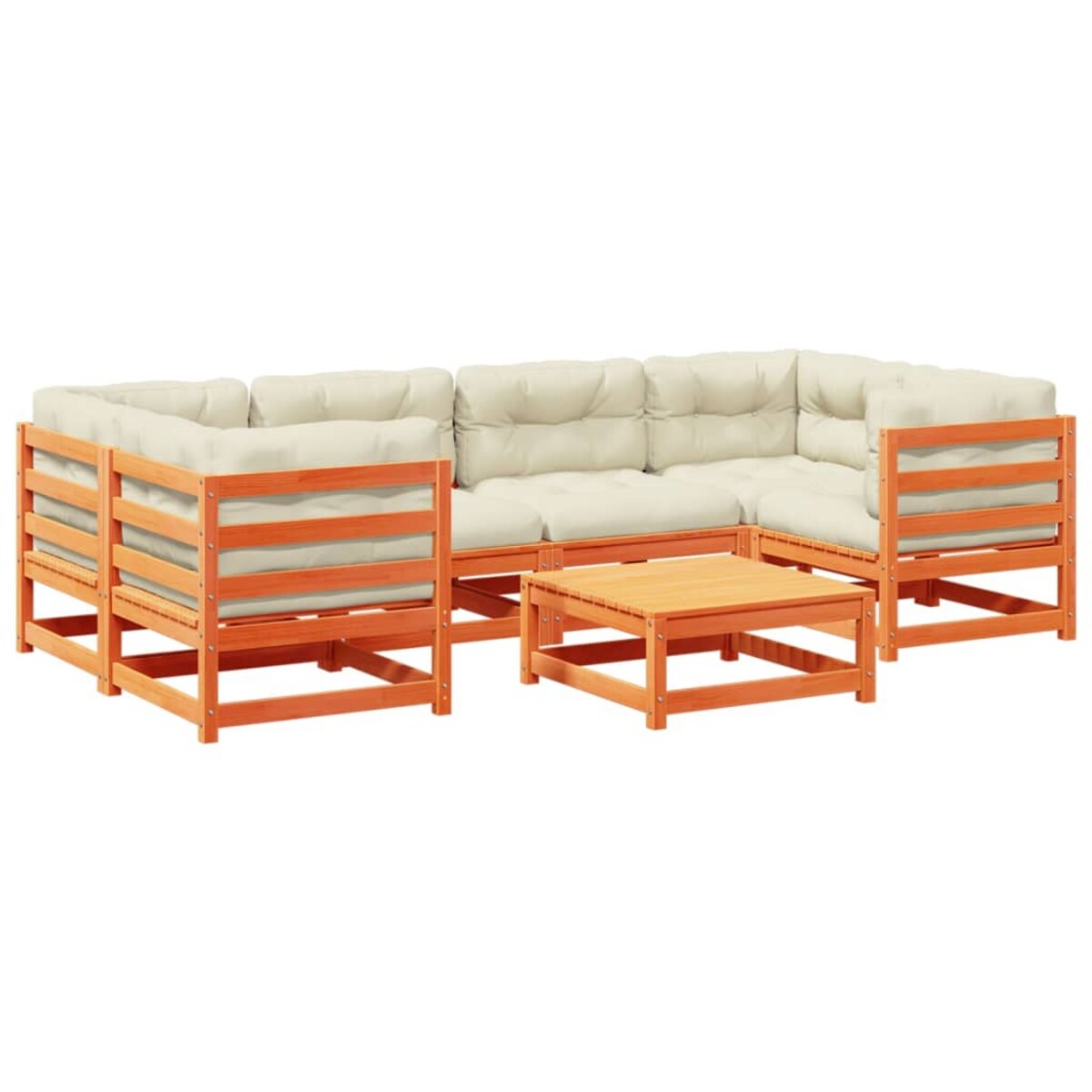 vidaXL 7-cz zestaw wypoczynkowy do ogrodu, z poduszkami, woskowy brąz