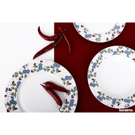 Konsimo IRIS Talerz obiadowy, biały/niebieski/zielony/różowy